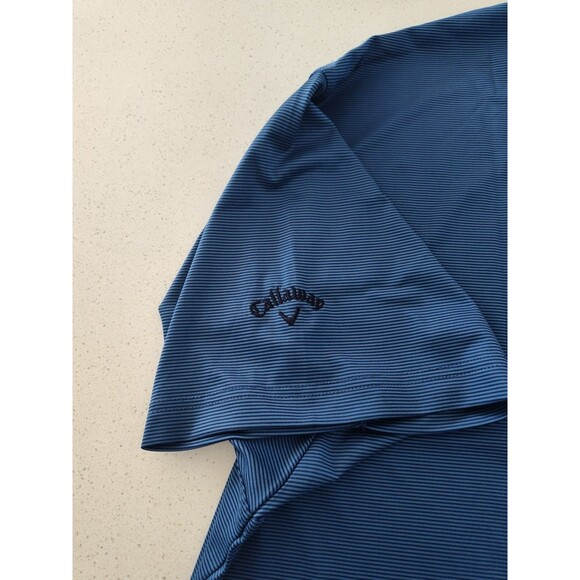 Callaway Men's Polo Shirt 1X Blue Black Micro Stripe Opti-Dri Performance NWT - Picture 4 of 5